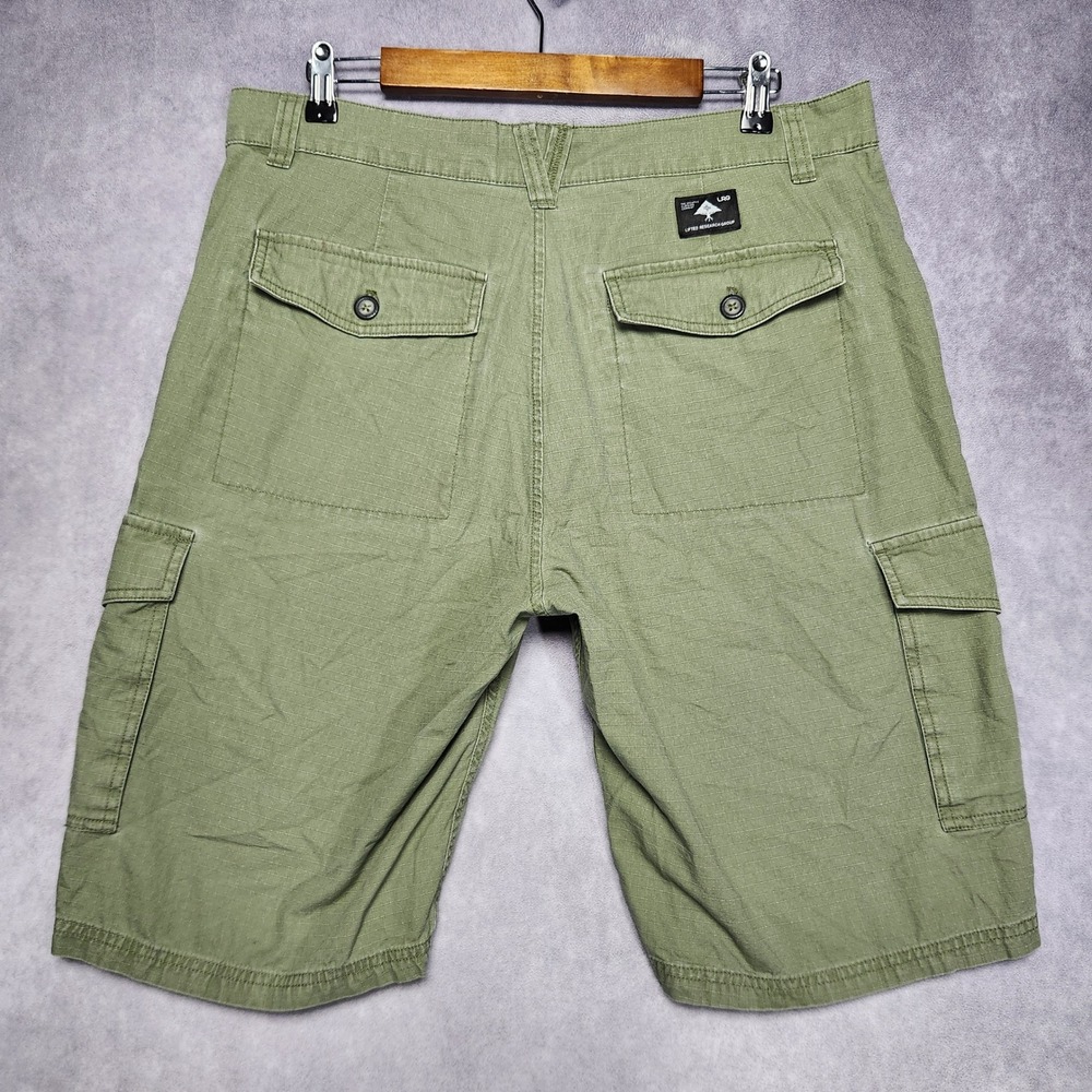 LRG Mens 34 Green Cargo Ripstop Shorts Lifted Research Group Streetwear